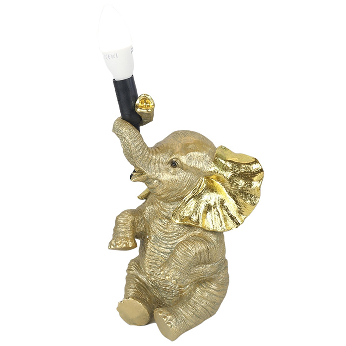 Resin Gold Elephant Table Lamp - Click Image to Close
